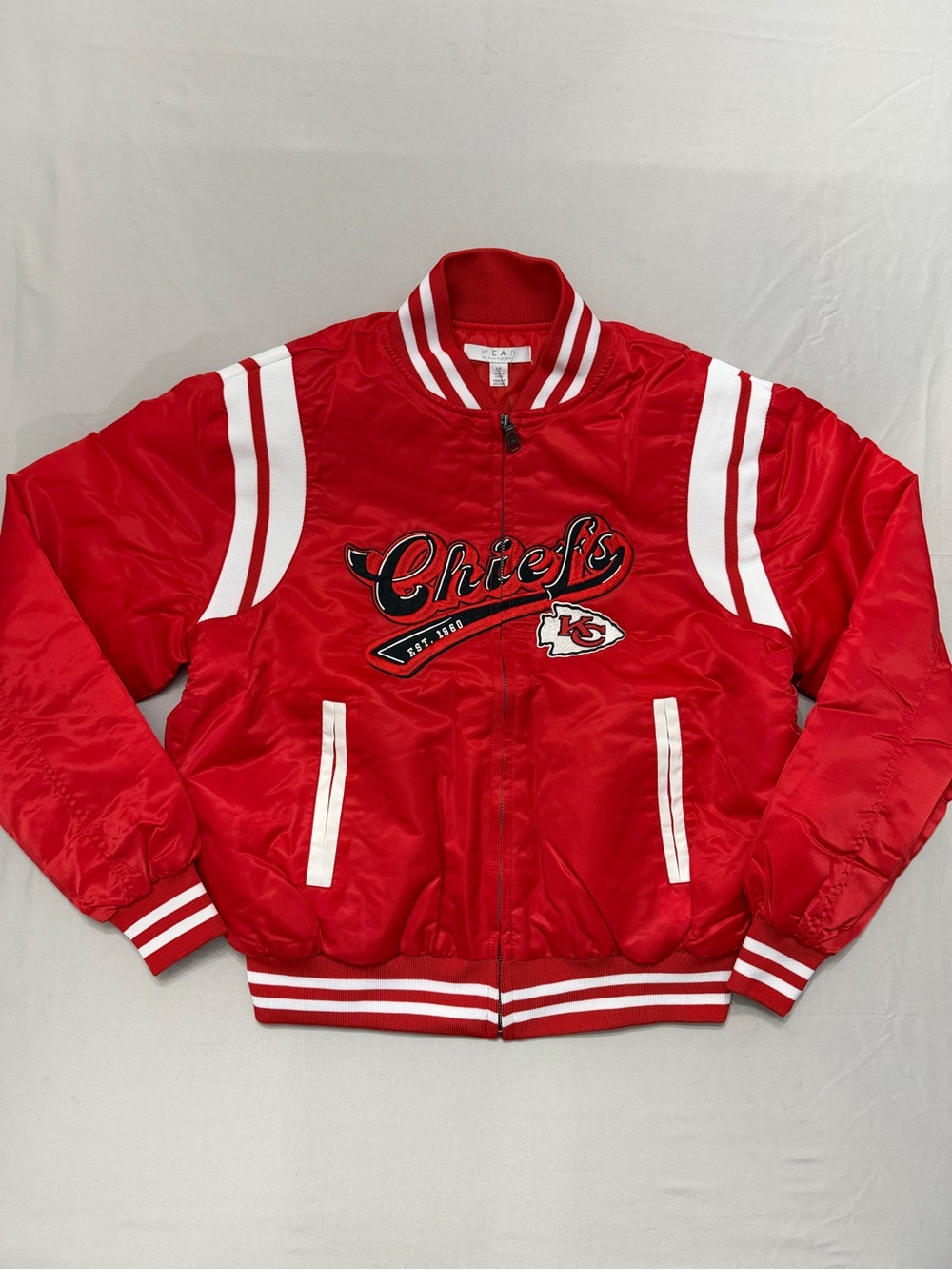 Kansas City Chiefs Womens Wear x Erin Andrew's Bomber Stitched Jacket Small NWT